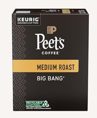 Peet's Coffee, Medium Roast Keurig K-Cup Pods, 100% Arabica Coffee - Big Bang 88 Count (4 Boxes of 22 Pods)
