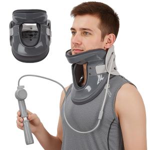 Cervial Traction Device with Air Pump, Inflatable Neck Stretcher for Pain Relief, Cervical Brace Collar for Neck Decompression, Spine Alignment and Reduce Disc Pressure