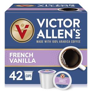 Victor Allen's Coffee French Vanilla Flavored Coffee, Medium Roast, 42 Count, Single Serve Coffee Pods for Keurig K-Cup Brewers (EXP 07/07/26)