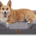 Bedfolks Orthopedic Dog Bed, Waterproof Dog Sofa Bed for Large Dogs, Egg Foam Pet Couch Bed with Removable Washable Cover and Nonslip Bottom, Dark Grey (35.0"L x 25.0"W x 6.5"Th)