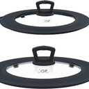 Set of 2 Vented Tempered Glass Universal Lid for Pot Pan Skillet with Heat Resistant Silicone Microwave Safe Splatter Lid Cover Fit 8 8.5 9 and 9.5 10 10.5 11, Grey