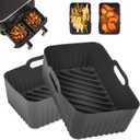 2Pcs Silicone Air Fryer Liners for Ninja Foodi Dual DZ201, Non-Stick Air Fryer Basket Accessories, Reusable Liners Fits 8 QT