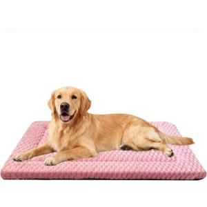 Dog Bed Crate Mat, Soft Durable Washable Anti-Slip Kennel Pad for Dogs & Cats, Reversible (Pink, L(35"*23"*1.5"))