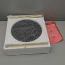 COVLON Drink Table, Carved Table Top Small Pdestal Martini SideTable for Living Room, Bedroom, Modern, Weighted Base, White and Gold