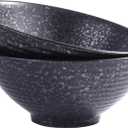 Japanese Ceramic Noodle Bowls Set of 2 – 8.2 Inch Black Ramen Pho Bowls, Microwave & Dishwasher Safe, Matte Finish Zen Design, Modern Tableware for Home Dining & Gifts