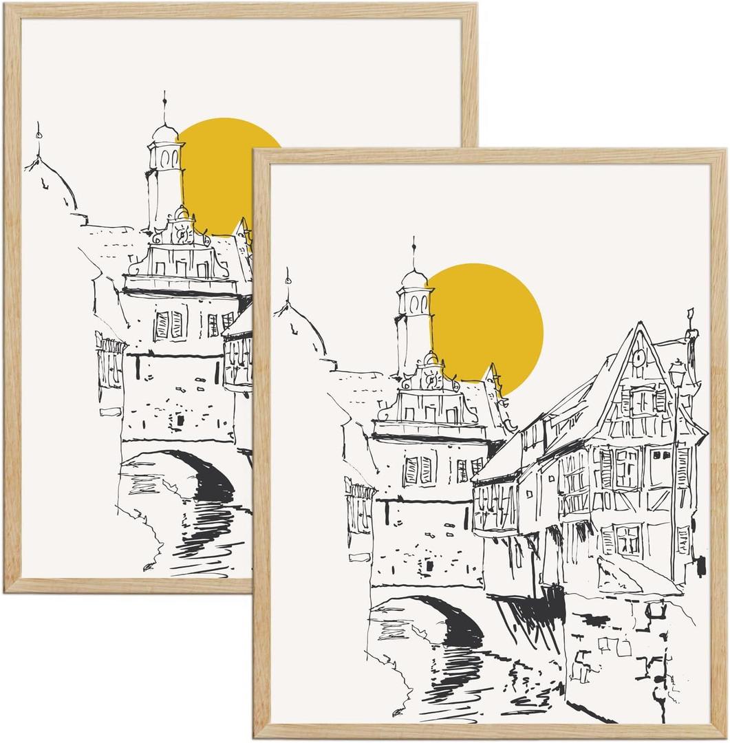 22X28 Picture Frame, 22x28 Frame Natural Oak Wood Poster Frame for Photo Wall Mounting Tabletop Home Decor, 2pack 22 by 28 Picture Frames, Beige