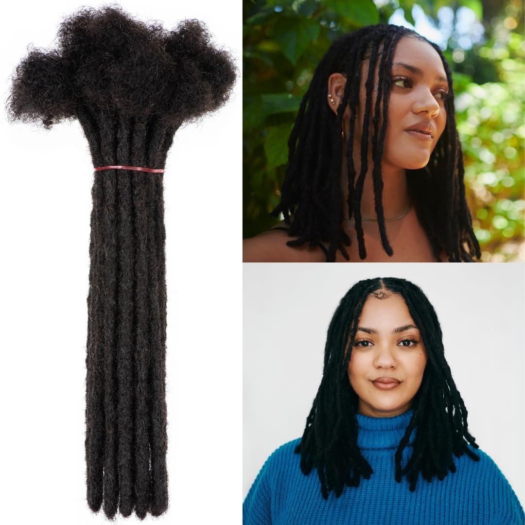 0.2-0.8cm Locs 8-18 I nch 20 Strands 100% Real Human Hair Dreadlock Extensions for Man/Women Permanent Loc Extensions Bundles Can Be Dyed Bleached Curled & Twisted (0.4CM, 1B, 18 INCH)
