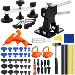 62 Pcs Paintless Dent Repair Kit, Car Dent Removal Tools with 100W Glue Gun, Puller, Tabs, Rubber Hammer, Mini Suction Cups - Professional Auto Body Dent Repair Tools for Car Small Dents & Hail Dent