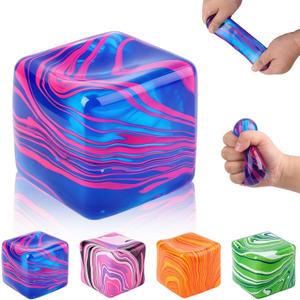 Squishies Stress Cube Toys,Adults Squishies Anxiety Relief Maltose Ball,Gel Filled Stretchy Stress Balls, Sensory Toy with a Super Solid Squish for Anxiety Relief Sensory & Focus (Blue)