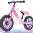Lilian&Gema Toddler Balance Bike Colorful Lighting, 12'' Kids Balance Bike for 2-5 Years Old with Adjustable Seat & Handlebar, Toddler Gift Bike Suitable for Boys and Girls Ages 2 3 4 5 (pink)