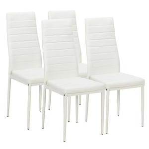 FDW | Dining Chairs Set of 4 | White | Kitchen Chairs 4 Upholstered Chairs and Faux Leather Cushions | Space-Saving and Modern Design | for Dining Room, Easy to Assemble
