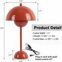COSYLUX Modern Small Table Lamp for Bedroom, Cute Dome Shade Reflecting Light Reading Lamp for Living Room, Kid's Room, Study, Office, Beside Bedside Nightstand Desk Lamp(Coral Red/Burgundy)