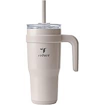 REDUCE Chiller Vacuum Insulated 40 oz Tumbler with Spill-Proof Silicone Straw - Sustainable Tritan Lid with Water Intake Markers - Soft Sit Base Travel Mug - Dishwasher Safe - Unbleached