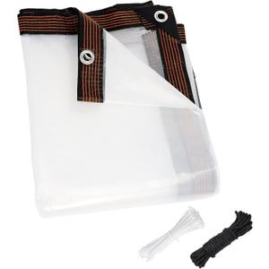 ZYP 2PCS 10x12 FT Heavy Duty Clear Waterproof Tarps Outdoor Garden Rainproof Covering,Clear Vinyl Tarp with Grommets,Transparent Waterproof Tarpaulin for Covering Henhouse Porch Canopy Plant Camping