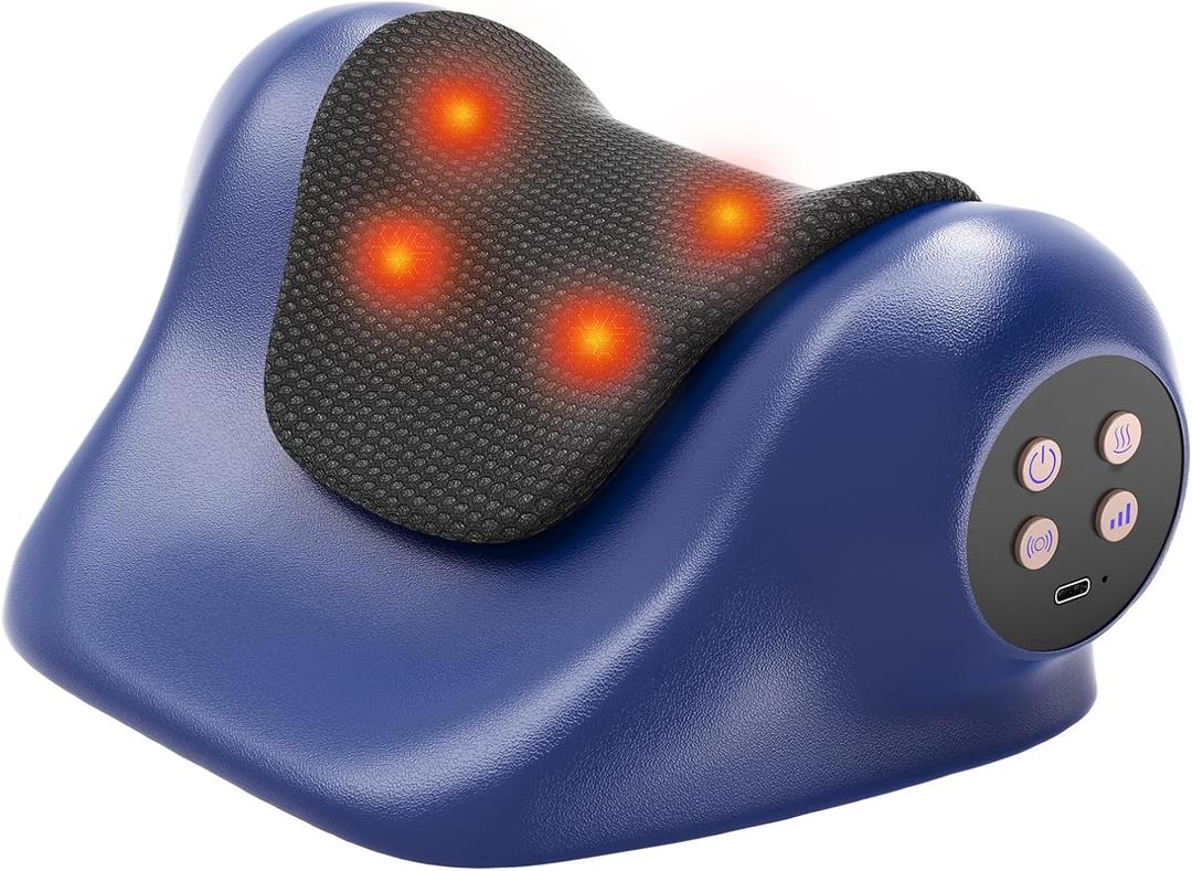 Neck Massager with Heat, Neck Massager Pillow with 3 Modes & Heat, 3-in-1 Wireless Electric Shoulder Massage with 2000mAH, Gift for Women Men Christmas (Blue)