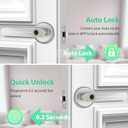 Fingerprint Door Lock Biometric Door Knob with Keypad Keyless Entry, Door Locks for Bedrooms, Home Hotel Office Apartment Silver