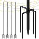 String Light Poles, 4 Pack 10Ft Outdoor Metal Poles for Patio Decor Garden Backyard Yard Front Porch Outside Decorations