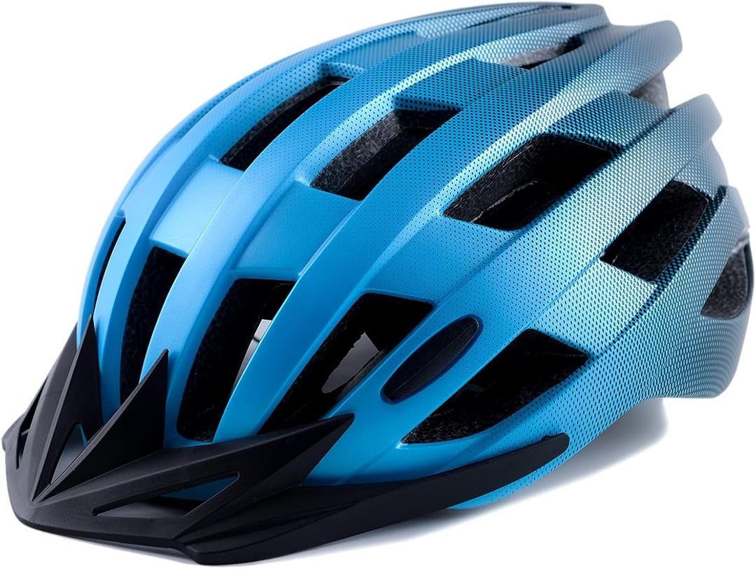 Adult Bike Helmets, Adjustable Men's Women's Bicycle Helmet, Lightweight Road Mountain Cycling Safety Sports Helmets with Detachable Visor (L:58-62cm/22.8''-24.4'', Blue)