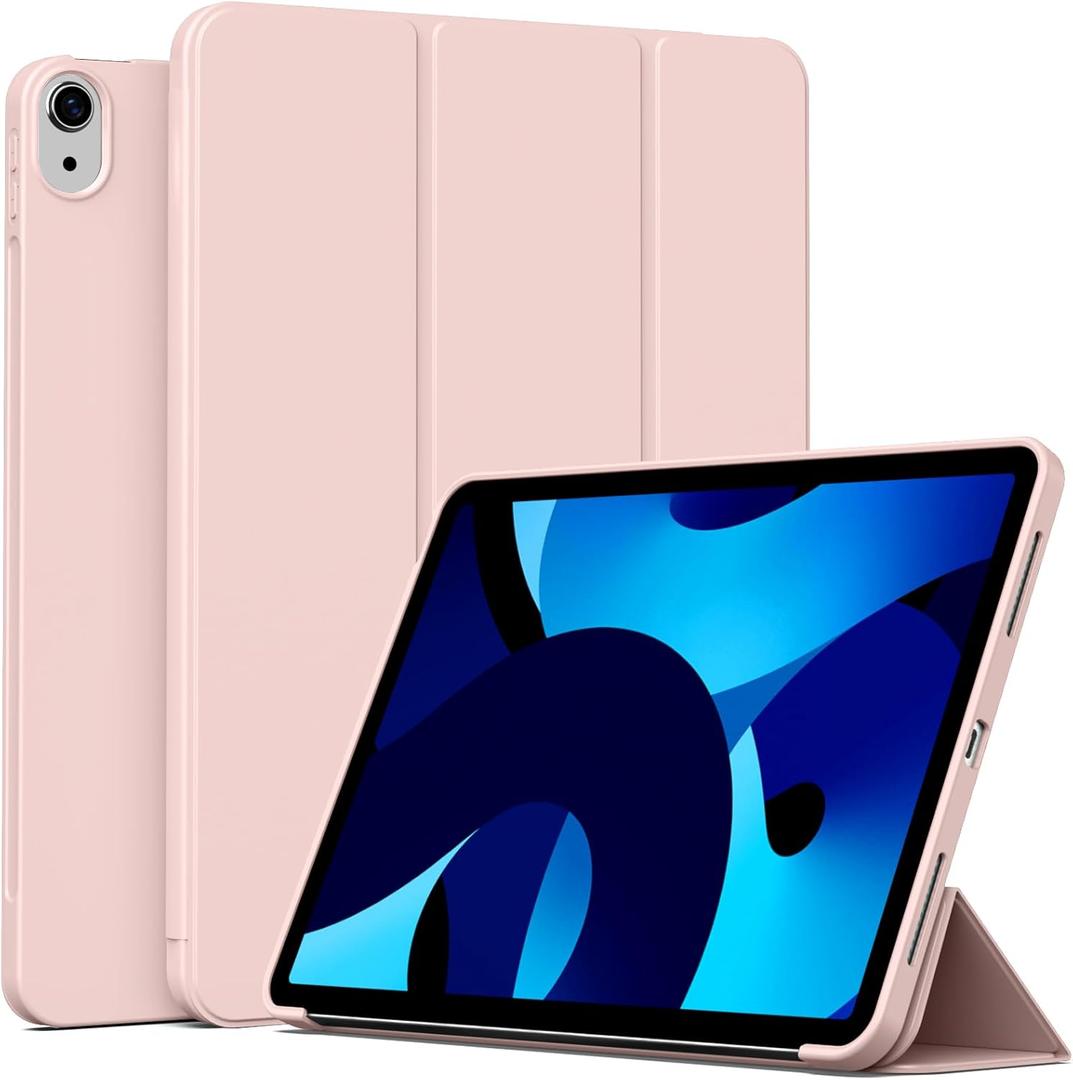 Case for iPad (A16) 11th Generation 11 Inch 2025/ iPad 10th Generation 10.9 inch 2022, Auto Wake/Sleep, Support Touch ID, Slim Trifold Stand Protective Cover with Soft TPU Back (Light Pink)
