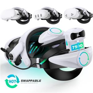 Head Strap for Meta Quest 3/Quest 3S with Battery, Balanced & Extra 4H for Oculus Quest 2 Head Strap, Double Adjustment Dials, Enhanced Comfort