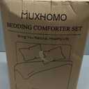 MUXHOMO 7 Pieces Queen Comforter Set, Soft Bed in a Bag Queen Size, All Season Bedding Set with Comforter, Flat Sheet, Fitted Sheet, Pillowcases & Shams, Beige