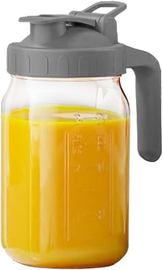 Mason Water Jar Wide Mouth 24 oz Mason Jar Sealed Plastic Lid with Pouring Air Tight Leak Proof Suitable for Tea, Milk, Lemonade, Juice, Coffee, Beverages, Etc