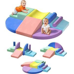 Twinkoo Extra Large 8-Piece Soft Climbing Toys for Toddlers, Foam Climbing Block Set with Jumbo Size, Boosts Motor Skills & Color Coordination, Safe Indoor Toy for Child Development, 8pcs Soft Play Area