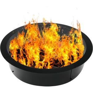 Fire Pit Ring 36-Inch Outer/30-Inch Inner Diameter Heavy Duty 2mm Metal Steel Rim - DIY Fire Pit Rim Above or In-Ground for Camping Outdoors, Backyard (36 x 30 x 10 Inch)