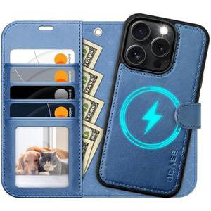 OCASE for iPhone 16 Pro Max Case Detachable Wallet Case with Card Holder, 2 in 1 Pu Leather Flip Folio with RFID Blocking Stand Wrist Strap Shockproof Phone Cover 6.9 Inch 2024, Light Blue