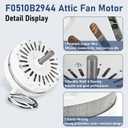 F0510B2944 Attic Fan Motor Compatible with Lomanco Lomancool 2000 & 1800 Series Attic Ventilation Motors, with 2 Sets of Mounting Hardware Replaces F0510B2497 A0416B2059 A0510B2389