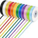 Rainbow Ribbon Pack 12 Color, 1/8 Inch Thin Ribbon 393 Yards, Double Face Satin Ribbon for Gift Wrapping, Flower Bouquet, DIY Crafts, Happy Birthday Party Wedding Decoration Hair Bows