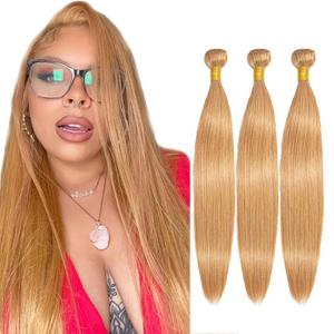 30 32 34 Inch 27 Blonde Bundles Human Hair 27 Straight Bundles Grade 8A Brazilian Virgin Hair Extensions Double Weft Soft Real Hair Weave