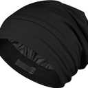 OLESILK Silk Baby Bonnet 6-12 Months: 100% Mulberry Silk & Modal, Anti-Frizz for Curly Hair, Adjustable Fit Growing Toddler (Black)