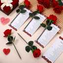 Sayglossy 12 Sets Rose Pen Mother's Day Gifts Artificial Red Flower Ballpoint Pens with Inspirational Praise Card Rose Party Favor Church Gifts for Mom Friend Pastor's Wife