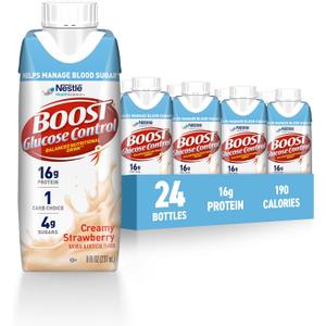 BOOST Glucose Control Ready to Drink Nutritional Drinks, Creamy Strawberry, 8 fl oz Carton (4 x 6 Packs) (EXP 06/24/27)