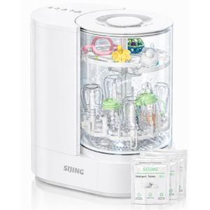 SIJING Bottle Washer & Sterilizer Dryer, Glass Baby Bottle Washer, No Plastic Contact, Automatic Bottle Cleaner with 360 Spray, High-Temp Steam for Pump Parts