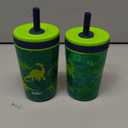 Zak Designs Kelso 15 oz Tumbler Set, (Dino Camo) Leak-Proof Screw-On Lid with Straw Made of Durable Plastic and Silicone, Perfect Cup Bundle for Kids (2pc Set)