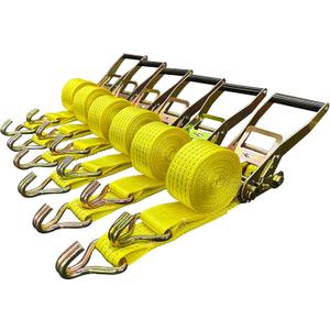 Ratchet Tie Down Straps, 2 in x 15 ft, 5,000 lb Breaking Strength, J-Hook, 6-Pack