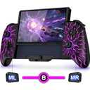 Spican Switch Controllers, Hall Effect Wireless Switch Controler for Handheld Mode, One-Piece Switch Remote with Battery/Turbo/Programmabl for Nintendo Switch Games (Switch 1 - 6.2"/7", Black-Spark Vortex)