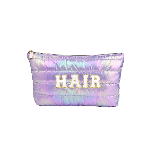 Hiroyuki Iridescent Makeup Bag, 14 inches Cosmetic Bag, Large Capacity Travel Pouch (Hair, pink)