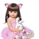 Wamdoll 22 inch 55CM Realistic Sweet Face Real Baby Size Reborn Toddler Newborn Girl Doll Crafted in Silicone Vinyl Full Body Children Birthday