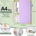 2026 Planner, Hardcover Leather Weekly and Monthly Planner, January 2026 - December 2026, Spiral Yearly Agenda Organizer Book 2026 with Tabs, Daily Calendar Planners for School Work Home, A4 (8.5" x 11"), Purple