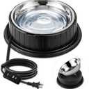 Heated Water Bowl for Dog Cat with Thermostatic Control, 55W 80oz Removable Stainless Steel Heated Dog Pet Bowl with Anti Chew Cord