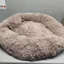 28in Large Dog Bed, Medium Size Dog and Cats, Calming Donut Bed for Puppy and Kitten, Washable Round Fluffy Pet Bed (Brown)