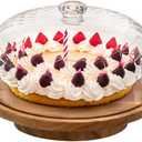Wood Cake Stand with Lid, 11.8'' Rotating Cake Stand with Dome, Shaterproof 10.4'' Acrylic Cake Display Cover, Cake Holder Tray for Wedding GiftKitchen,Birthday,Parties,Baking Gifts