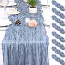 8 Pack Dusty Blue Cheesecloth Table Runner 17x108 inch Boho Gauze Cheese Cloth Table Runners for Wedding Party Baby Bridal Shower Home Decor