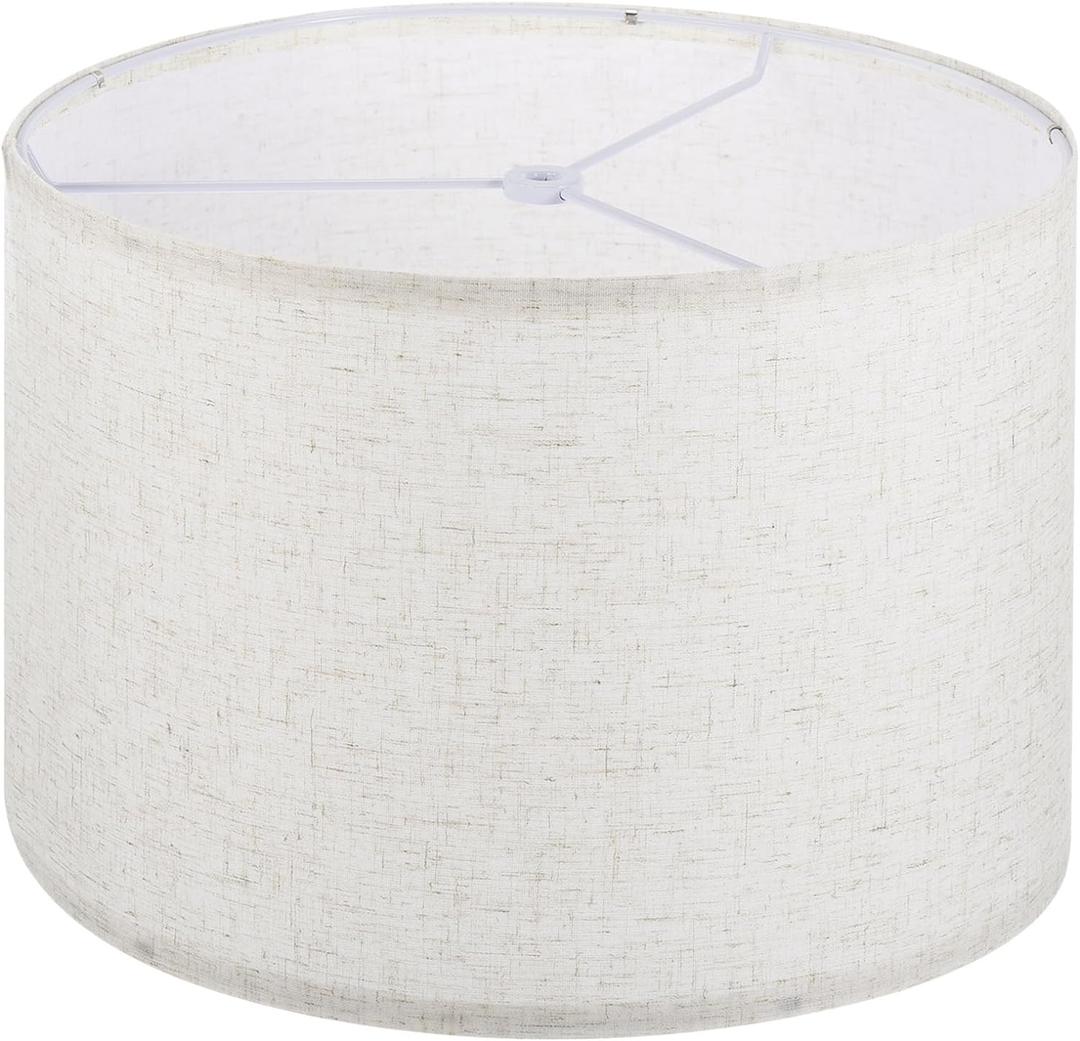 PATIKIL Drum Lamp Shades, 13"x13"x9" Linen Round Lamp Shade for Table Lamps Easy Assembly Lampshade for Table Lamps Floor Lamps Bedside, Beige