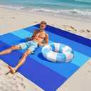 Beach Blanket  Premium Blue Polyester Beach Pad for Ultimate Comfort and Durability  Perfect for Sand-Free Relaxation at The Beach or Picnic