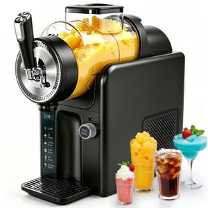 Slushie Machine for Home, No Ice Needed Slushy Machine & Frozen Drink Machine, 6 Presets, Real-Time Temp Display, Auto-Clean Slushy Maker Machine for Margaritas, Frappes, Milkshakes, Party Size（Black）