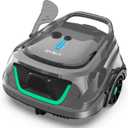 WYBOT Cordless Robotic Pool Cleaner, Automatic Pool Vacuum with 120 Mins, Double Filters, LED Indicator, 2.5h Charging, Ideal for Above Ground Flat Pools (Black Green)